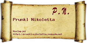 Prunkl Nikoletta névjegykártya